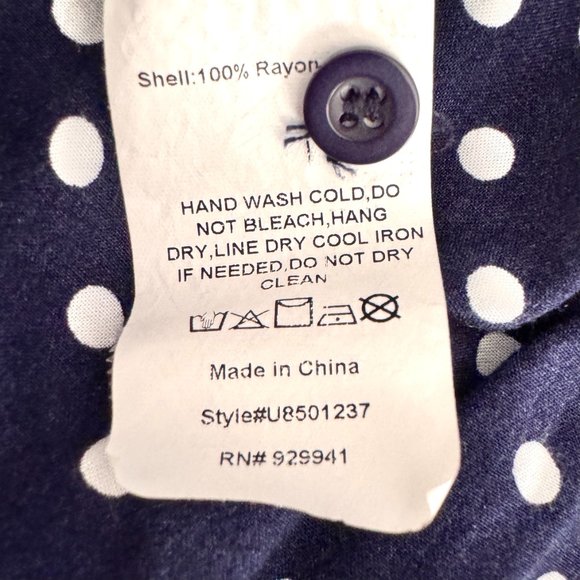 Suzanne Betro Navy Polka Dot Peasant Tunic Top Blouse - Plus Size 4X - Picture 7 of 8